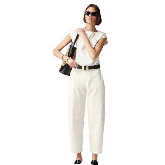 J Crew Ivory Barrel Leg Pant in Cotton Linen Blend Womens Size 25 - Picture 1 of 15